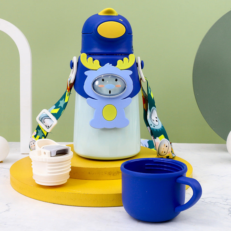 Kids Insulated Bottle 500ml Leak-Proof Carry Strap