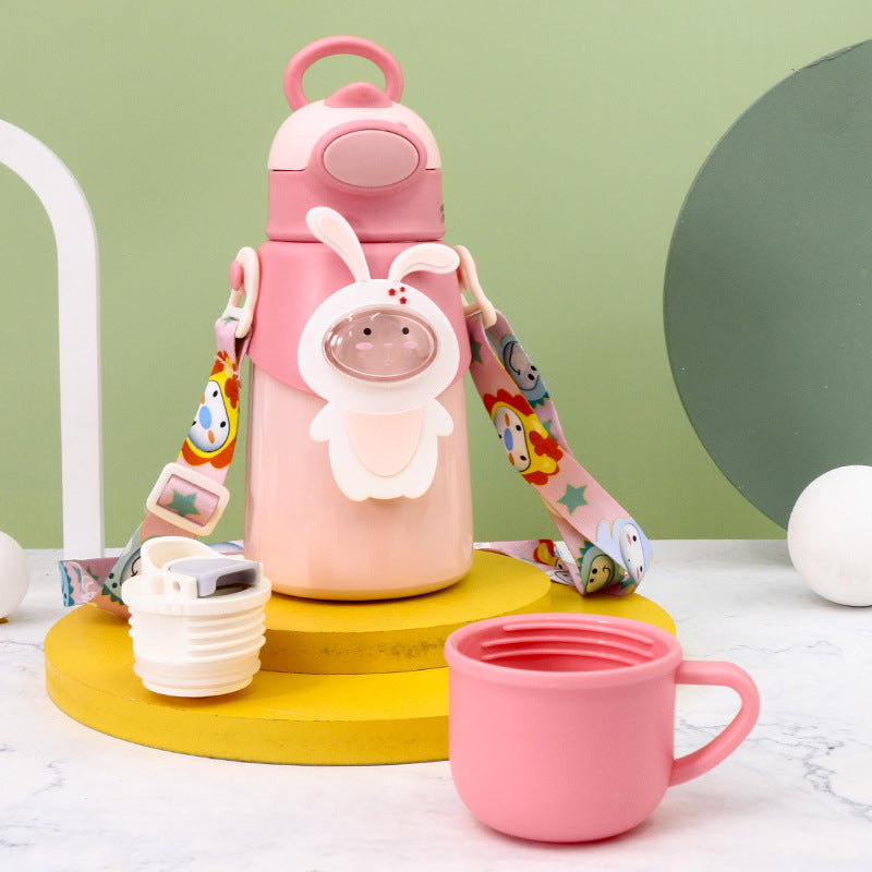 Kids Insulated Bottle 500ml Leak-Proof Carry Strap