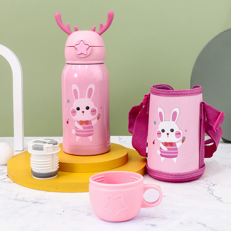 Kids Insulated Bottle 500ml Leak-Proof Carry Strap