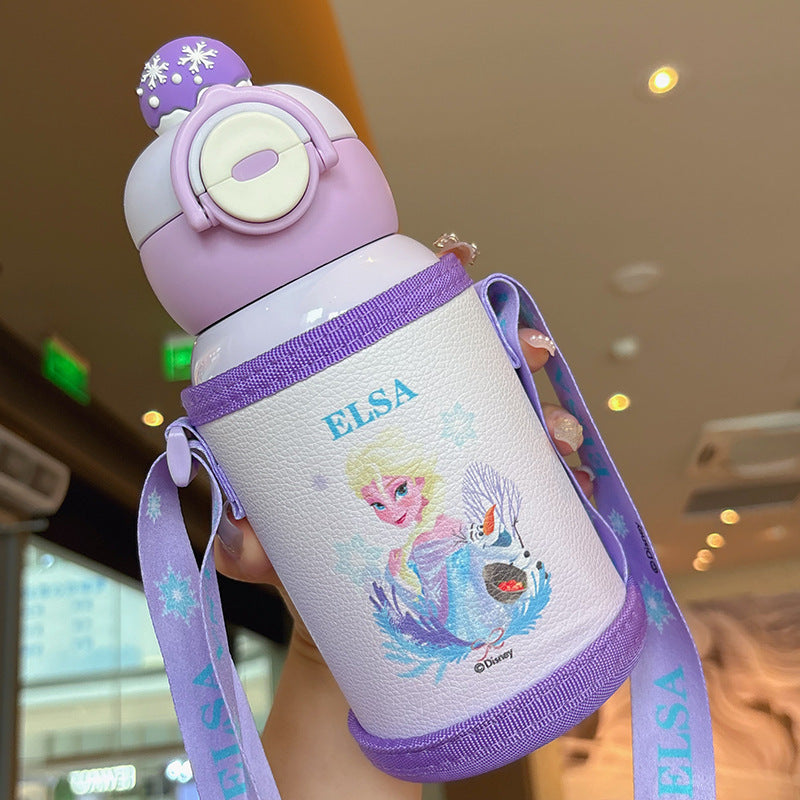 Kids Insulated Bottle 500ml Leak-Proof Carry Strap