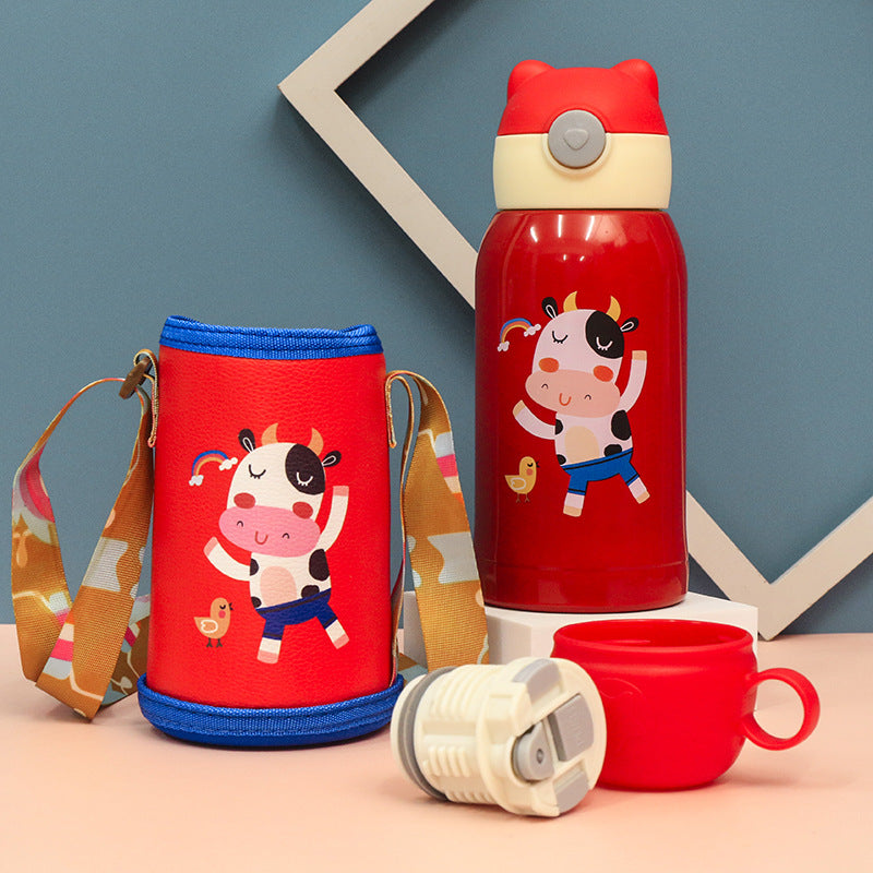 Kids Insulated Bottle 500ml Leak-Proof Carry Strap