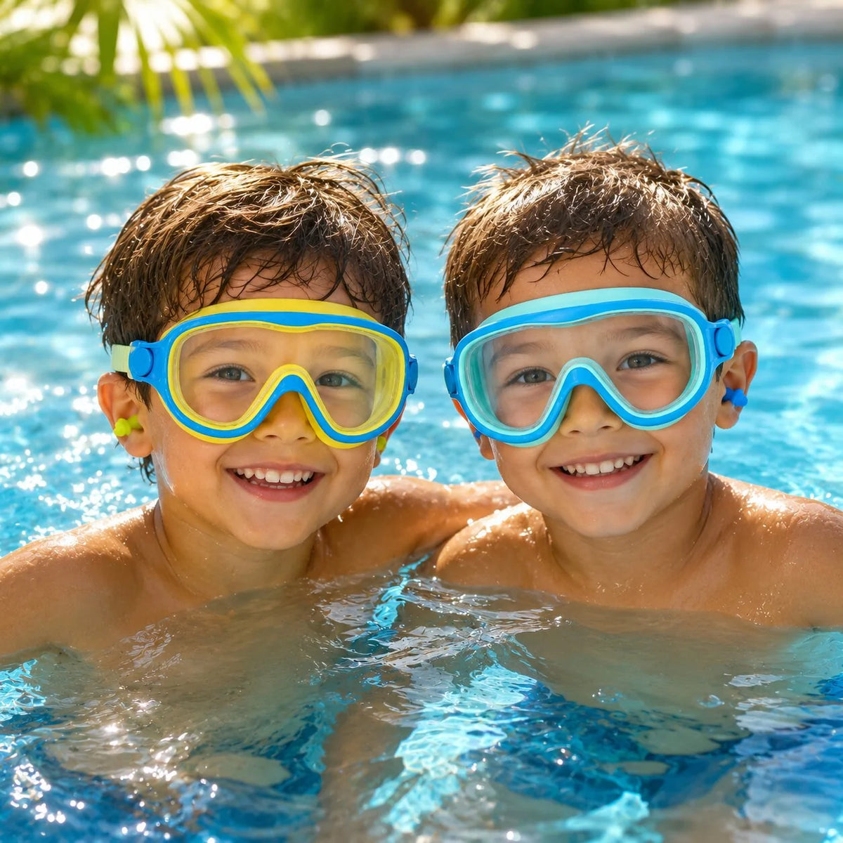 Kids Swim Goggles Set Adjustable Strap Earplugs & Nose Clip