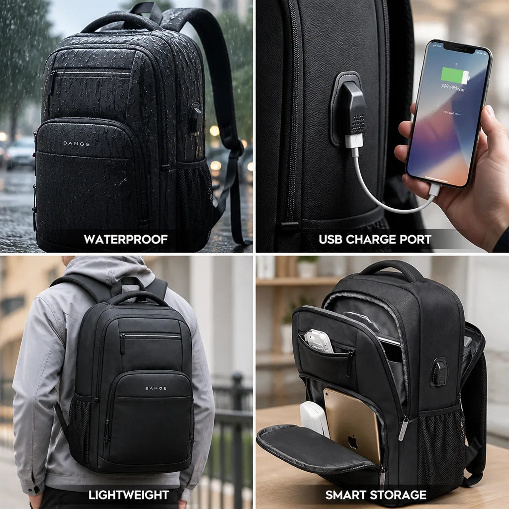 Laptop Backpack Lightweight Waterproof USB Port