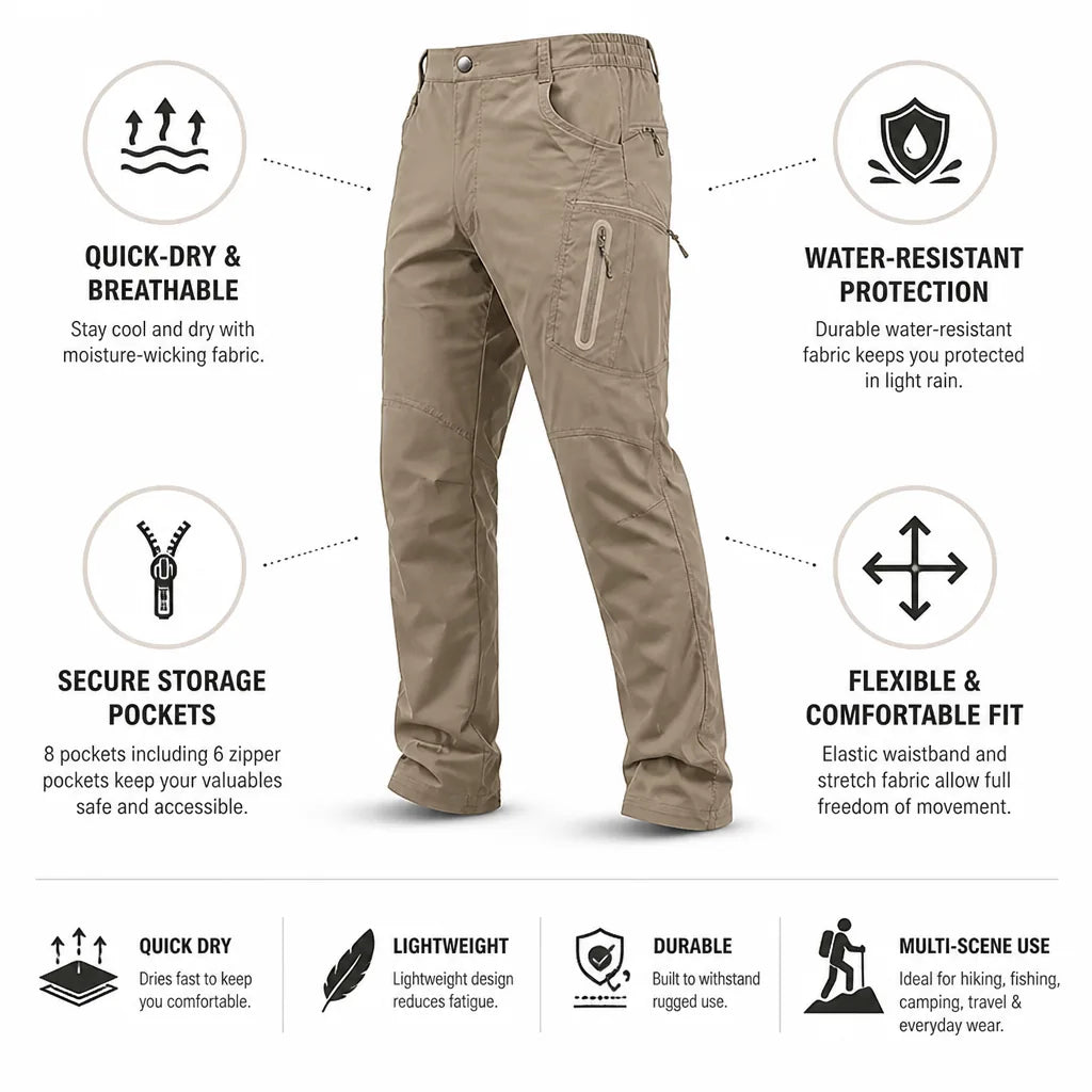 Men's Cargo Pants Quick-Dry & Water-Resistant Multi-Pocket
