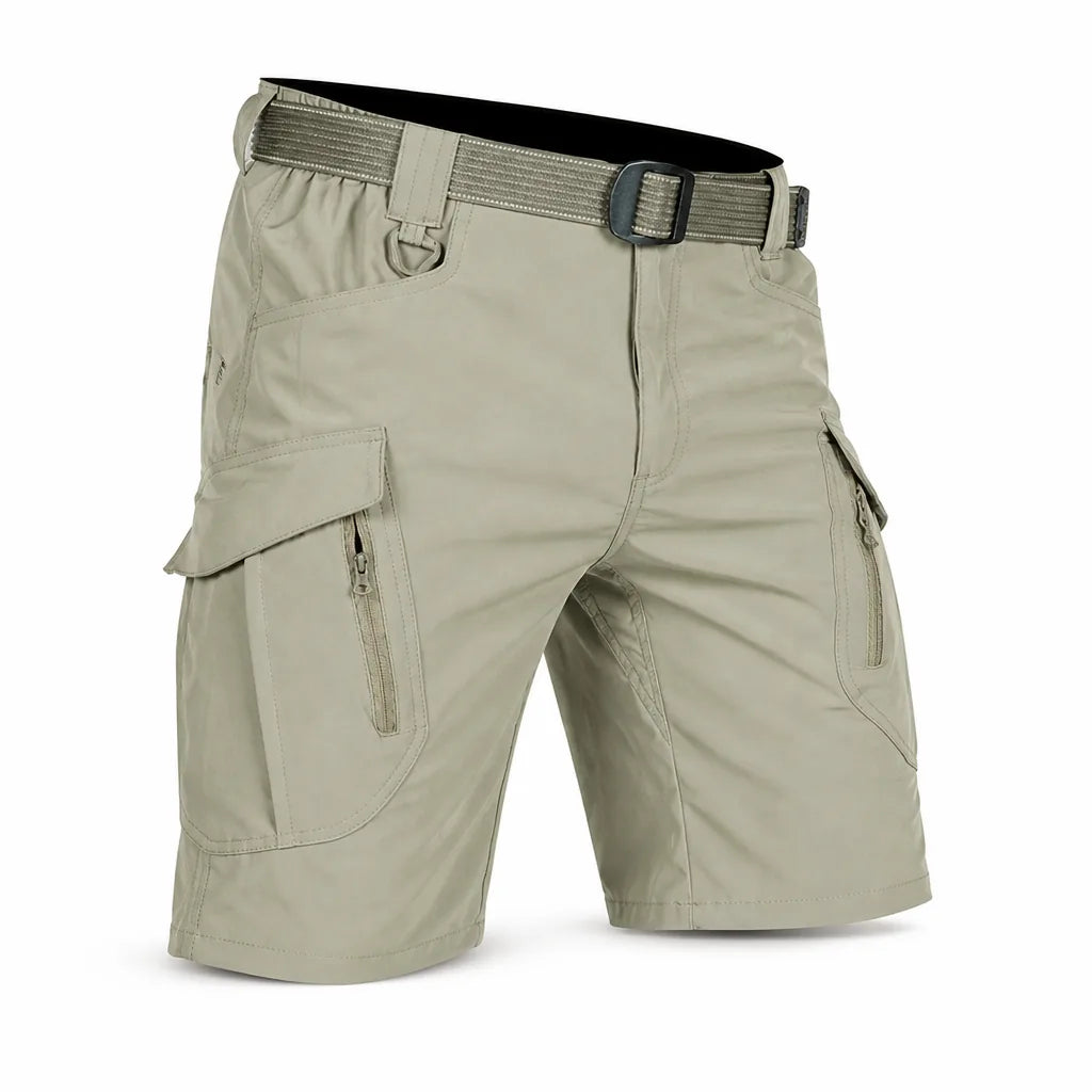 Men's Cargo Shorts With Zippered Pockets And Adjustable Waistband