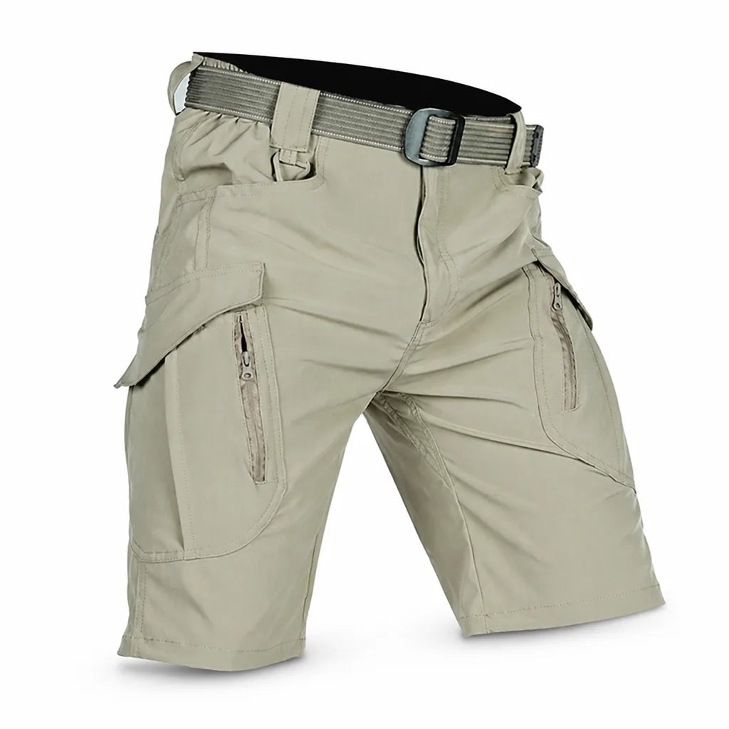 Men's Cargo Shorts With Zippered Pockets And Adjustable Waistband