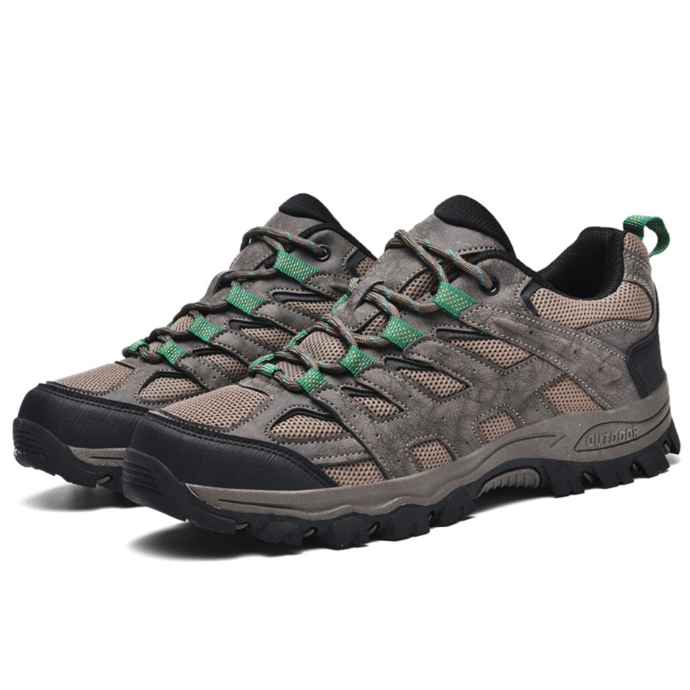 Men's Hiking Shoes Water-Repellent Leather & Breathable Mesh Non-Slip Sole