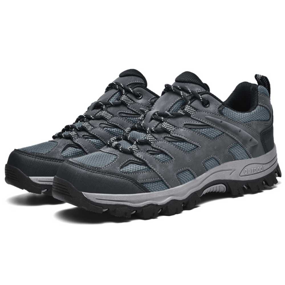 Men's Hiking Shoes Water-Repellent Leather & Breathable Mesh Non-Slip Sole