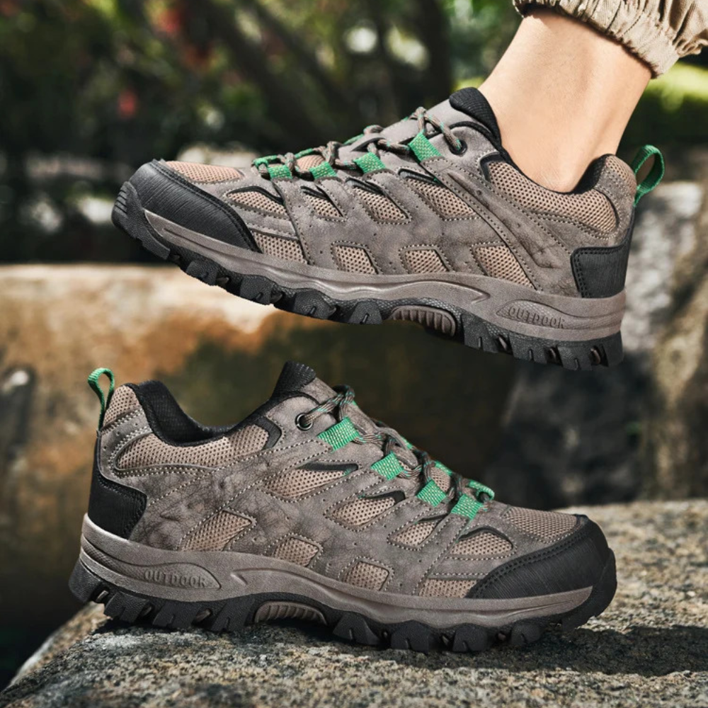 Men's Hiking Shoes Water-Repellent Leather & Breathable Mesh Non-Slip Sole