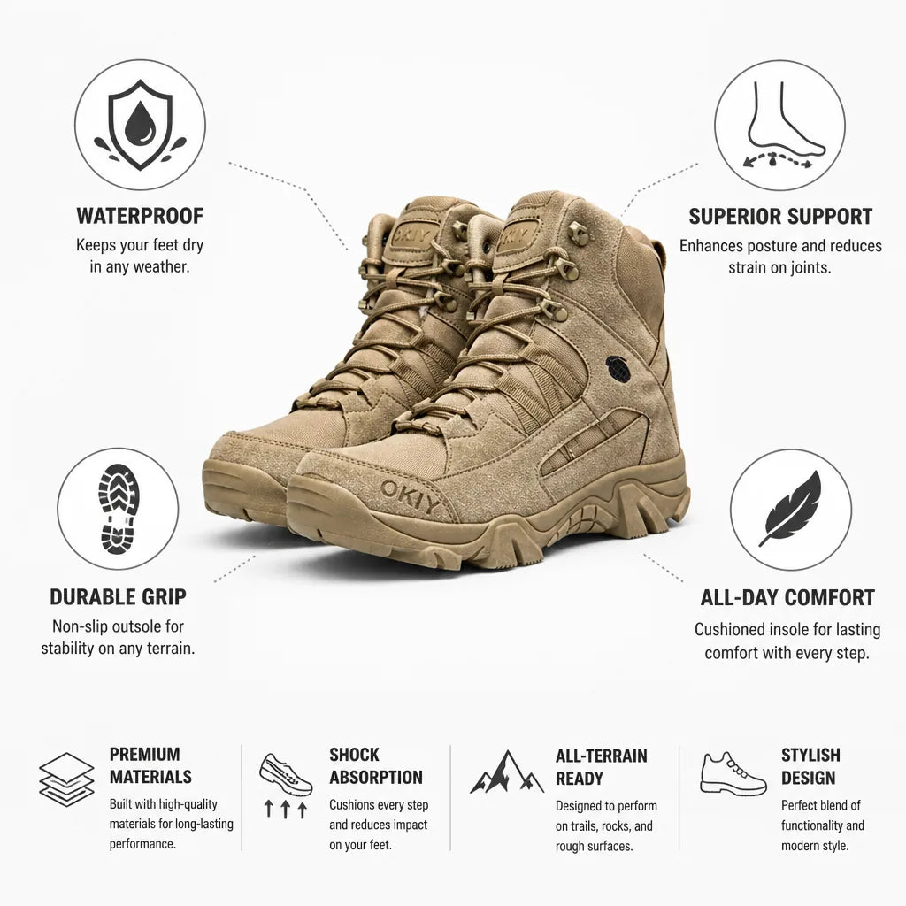 Men's Hiking Shoes Waterproof & Cushioned Support