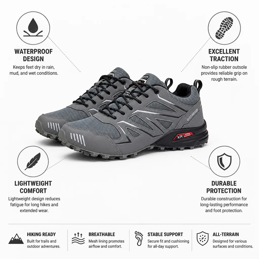 Men's Hiking Shoes Waterproof Non-Slip Rubber Outsole Lightweight