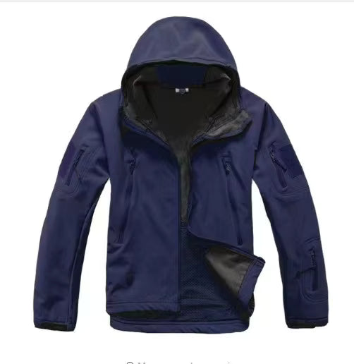 Men's Softshell Jacket Hooded Fleece-Lined & Windproof