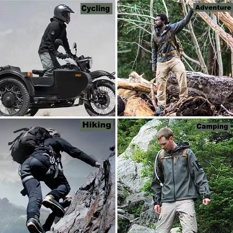 Men's Softshell Jacket Hooded Fleece-Lined & Windproof