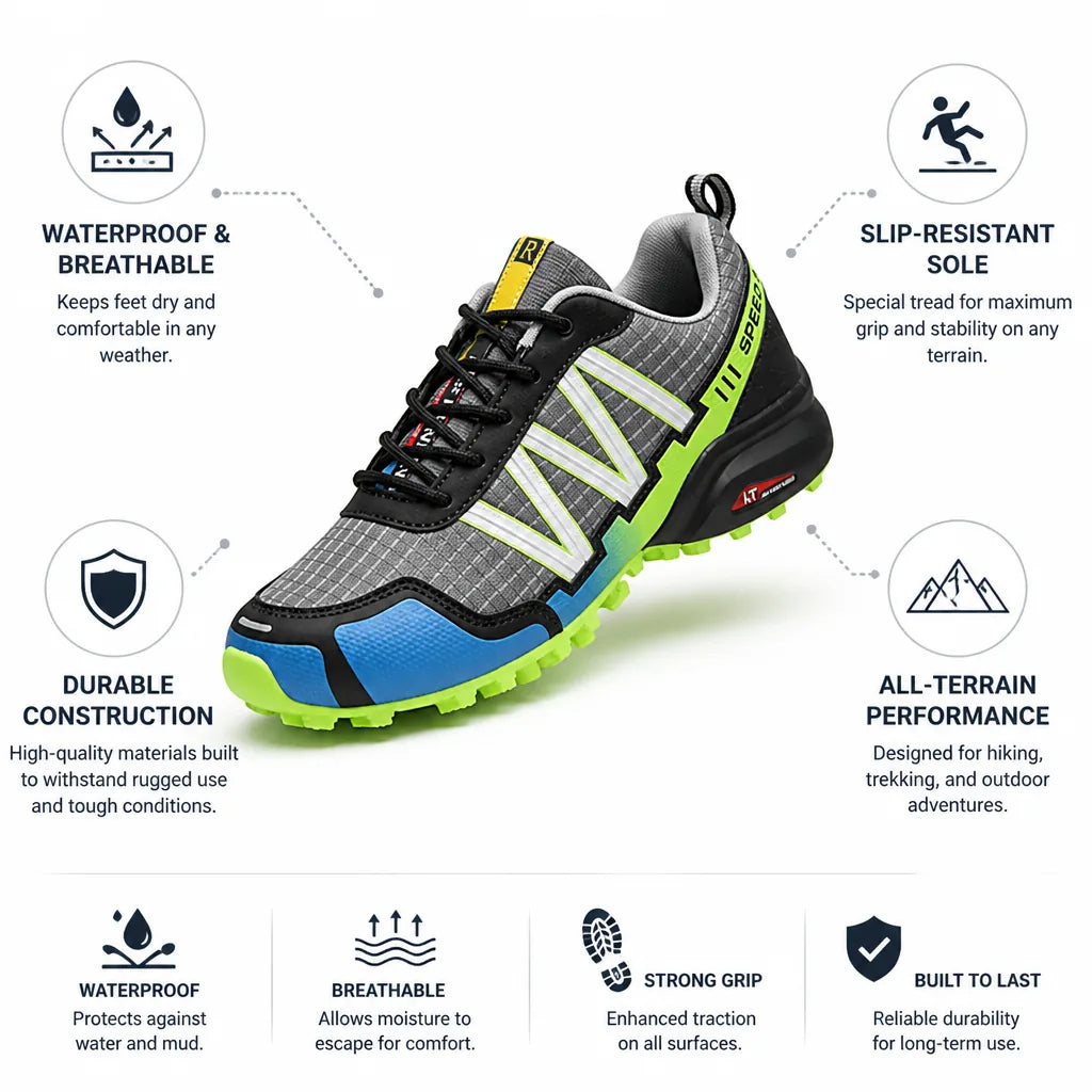 Men's Walking Shoes Waterproof & Breathable Slip-Resistant Sole