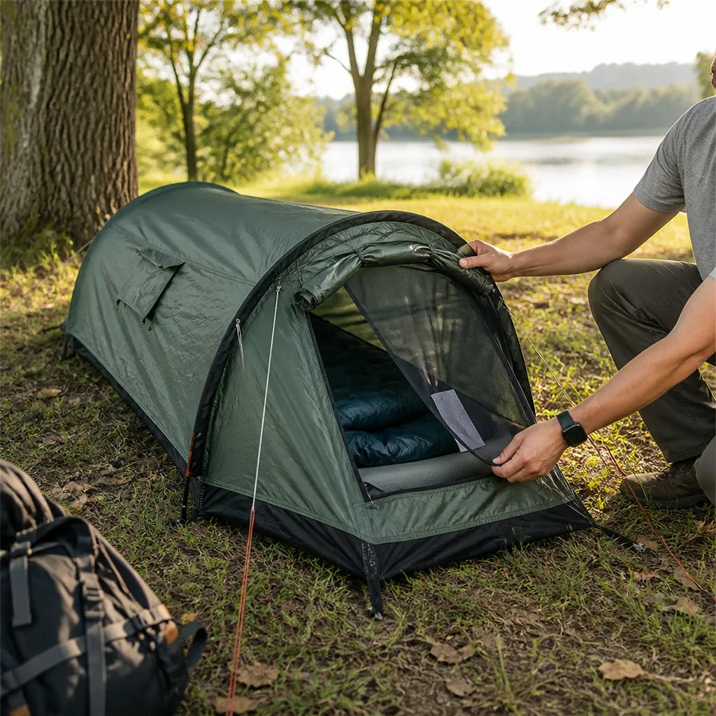 Mesh Vent Panels and Reinforced Floor Tent (Single-Person)