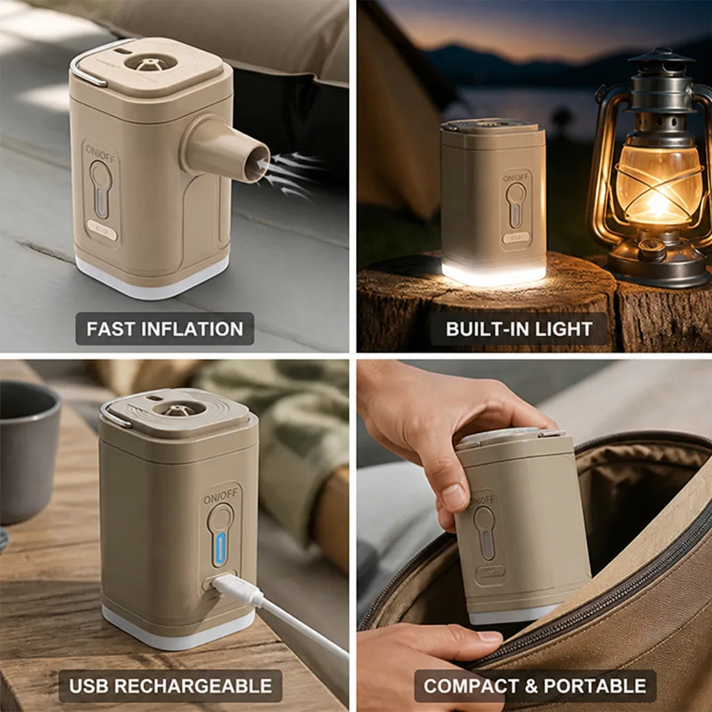 Mini Electric Inflator USB Rechargeable LED Light