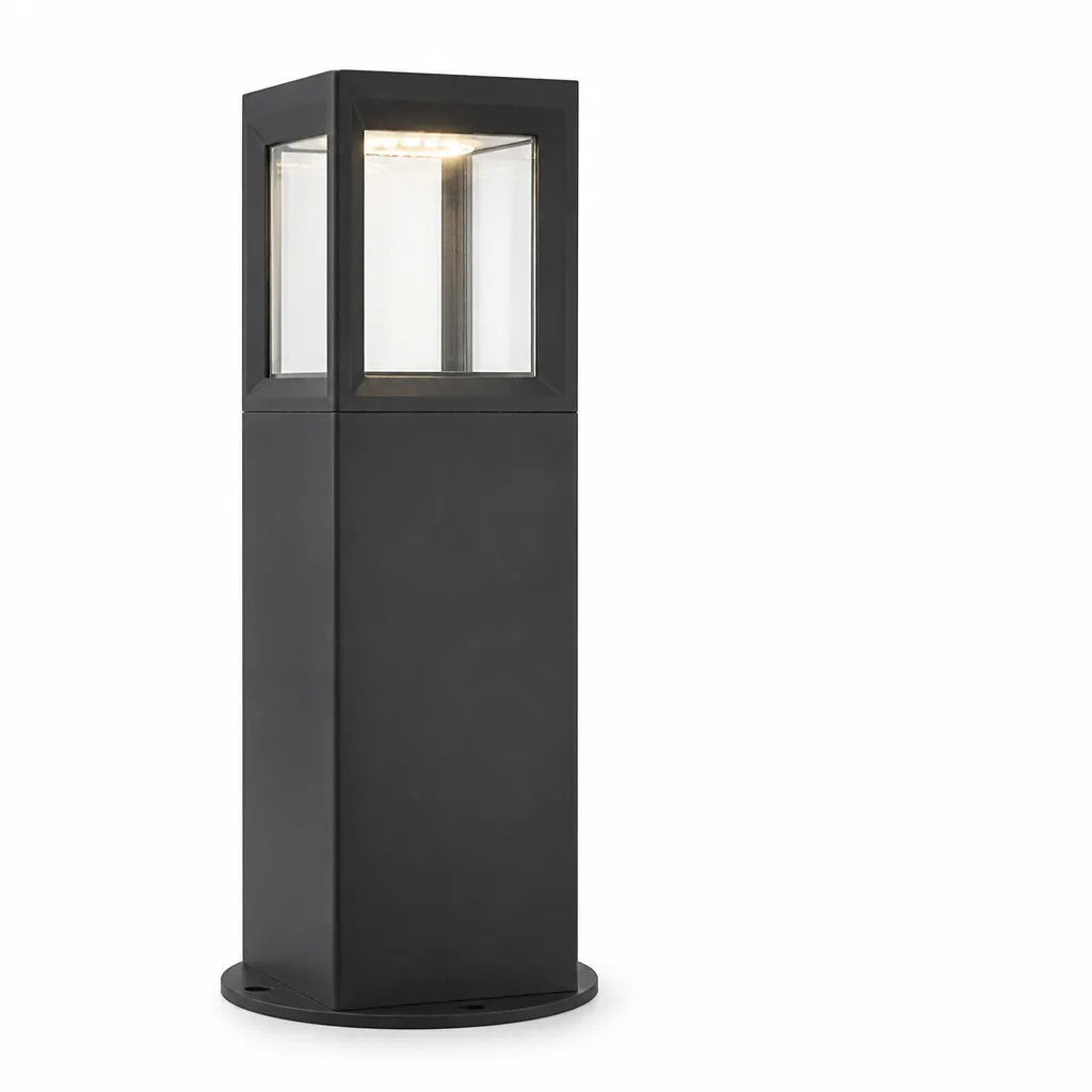 Modern Aluminum and Glass Outdoor Bollard Lamp