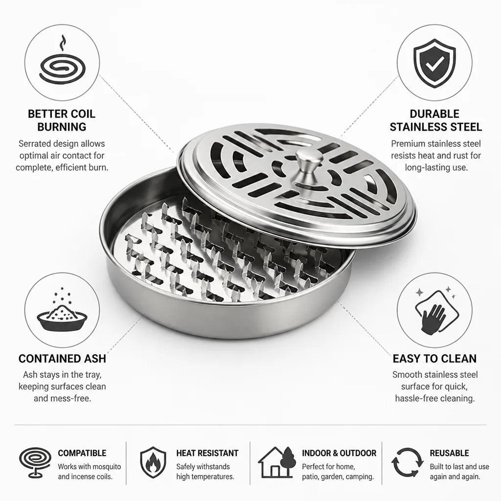 Mosquito Coil Holder Stainless Steel Serrated Ash Tray