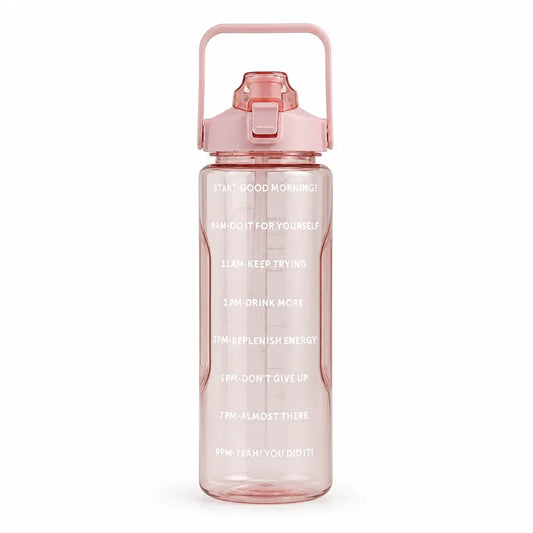 Motivational Women's Water Bottle With Time Markings Leak-Proof Lid
