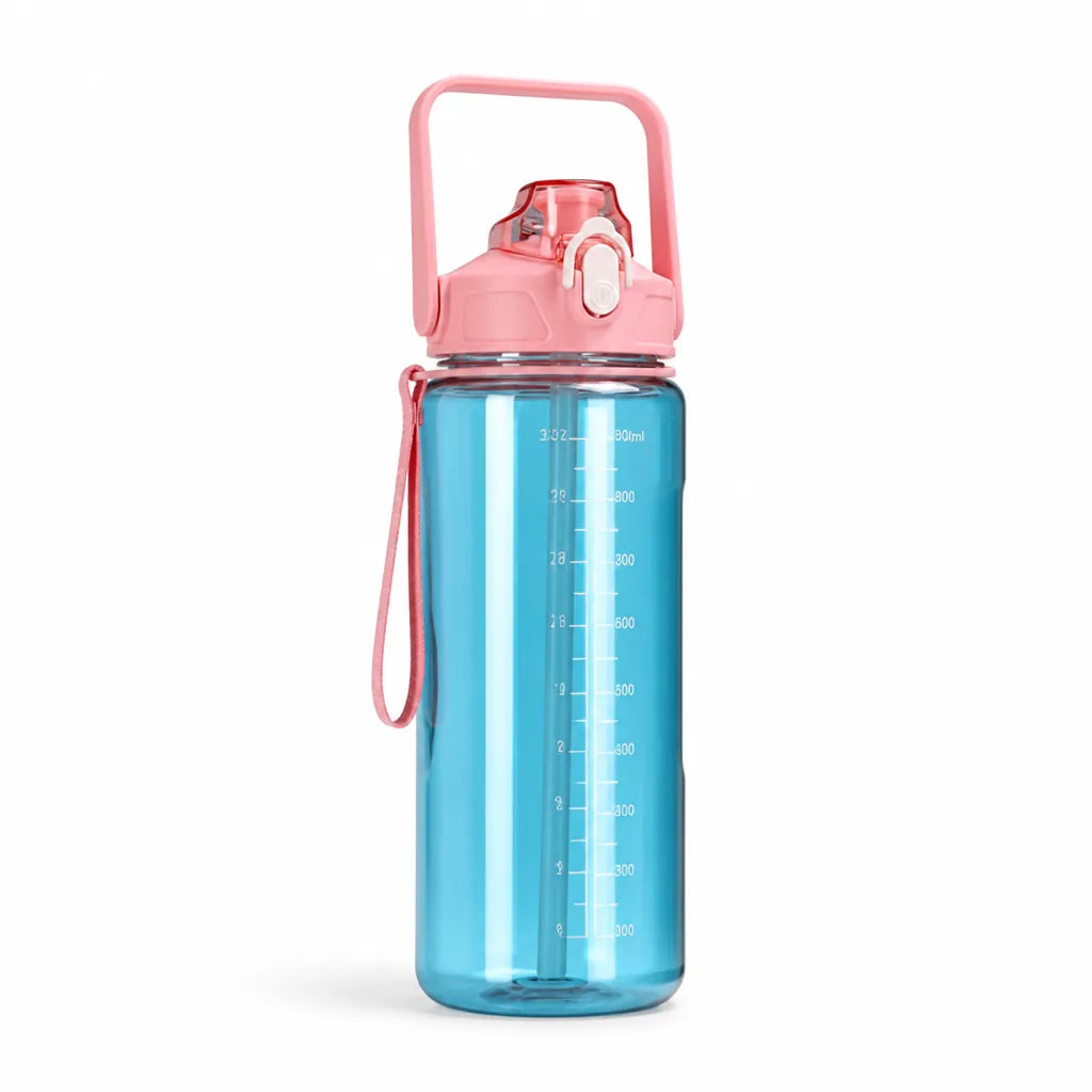Motivational Women's Water Bottle With Time Markings Leak-Proof Lid