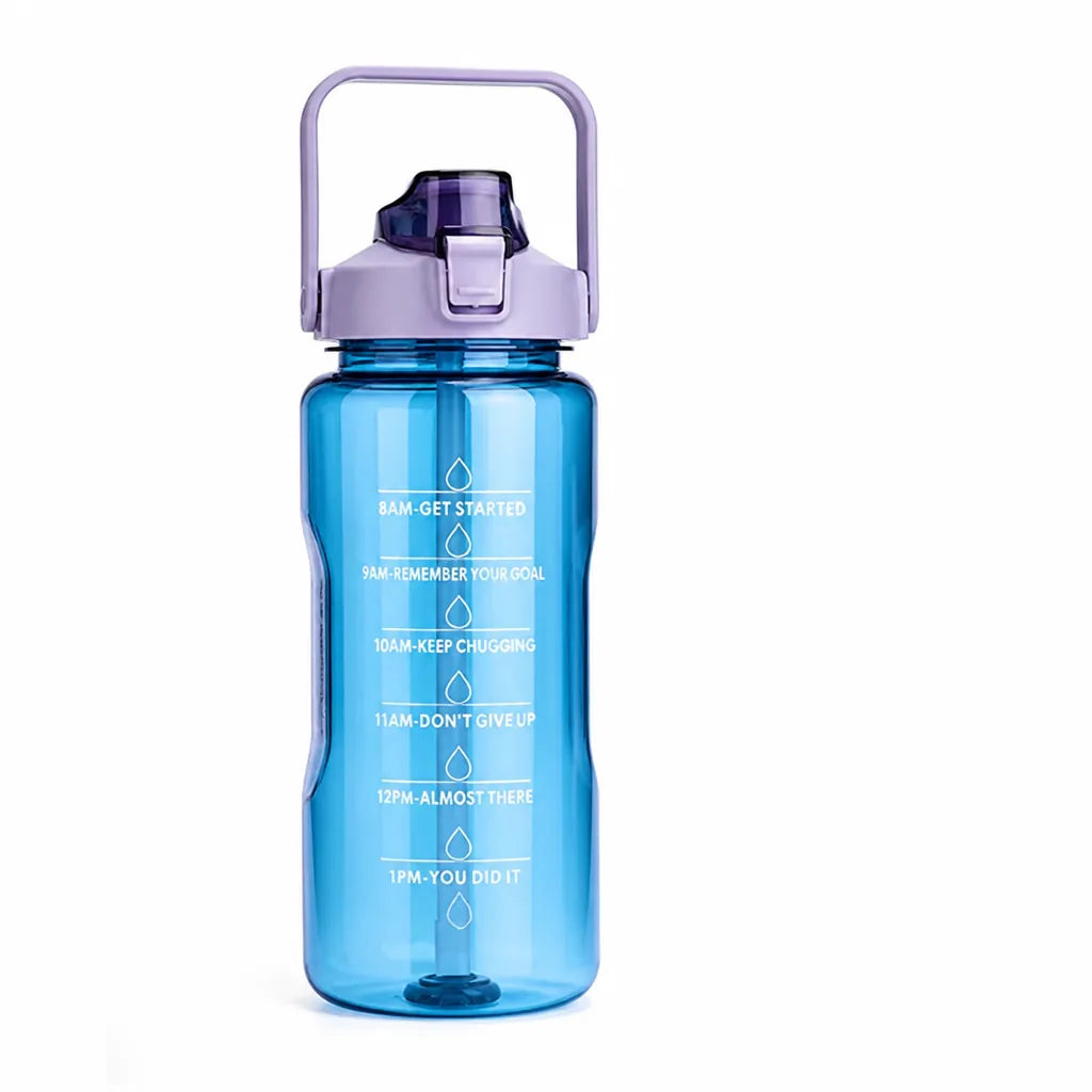 Motivational Women's Water Bottle With Time Markings Leak-Proof Lid