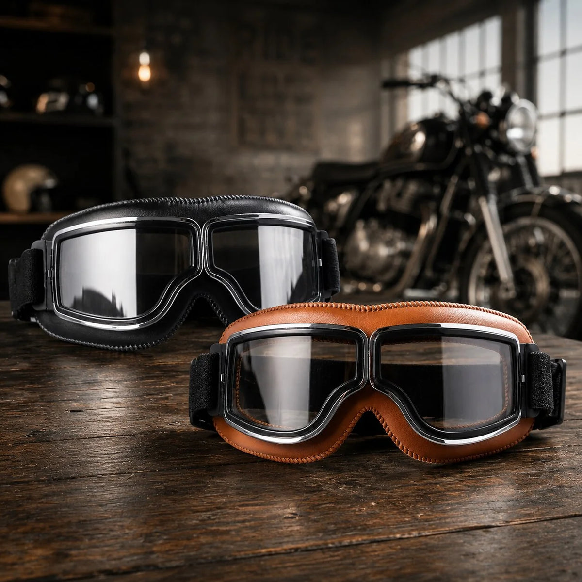 Motorcycle Goggles Impact-Resistant Polycarbonate UV Protection & Glasses-Friendly Fit