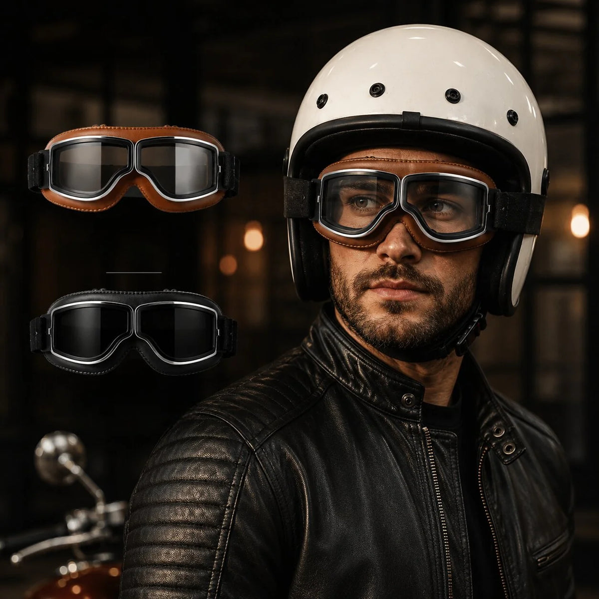 Motorcycle Goggles Impact-Resistant Polycarbonate UV Protection & Glasses-Friendly Fit