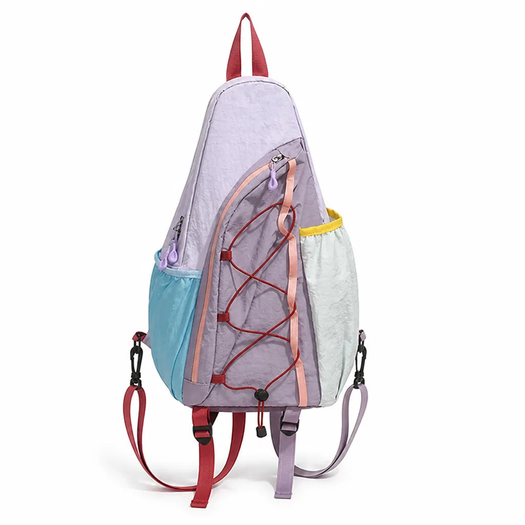 Multi-Compartment Color-Block Sling Backpack