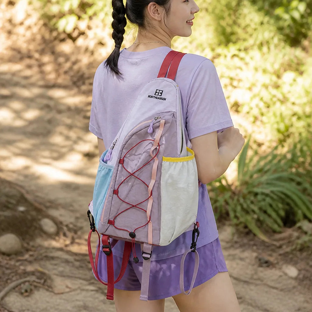 Multi-Compartment Color-Block Sling Backpack