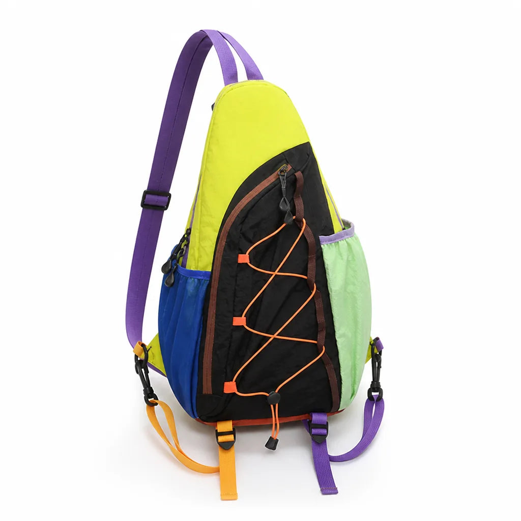 Multi-Compartment Color-Block Sling Backpack