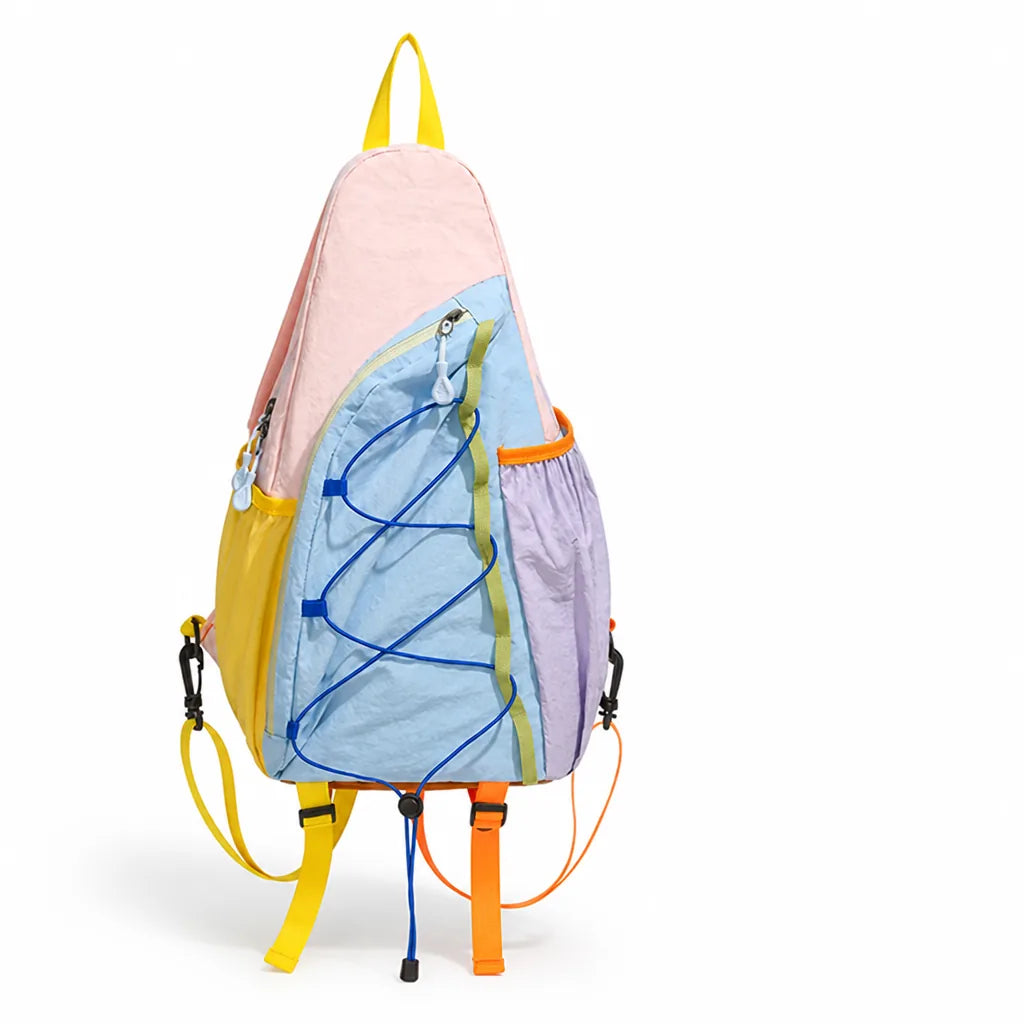 Multi-Compartment Color-Block Sling Backpack
