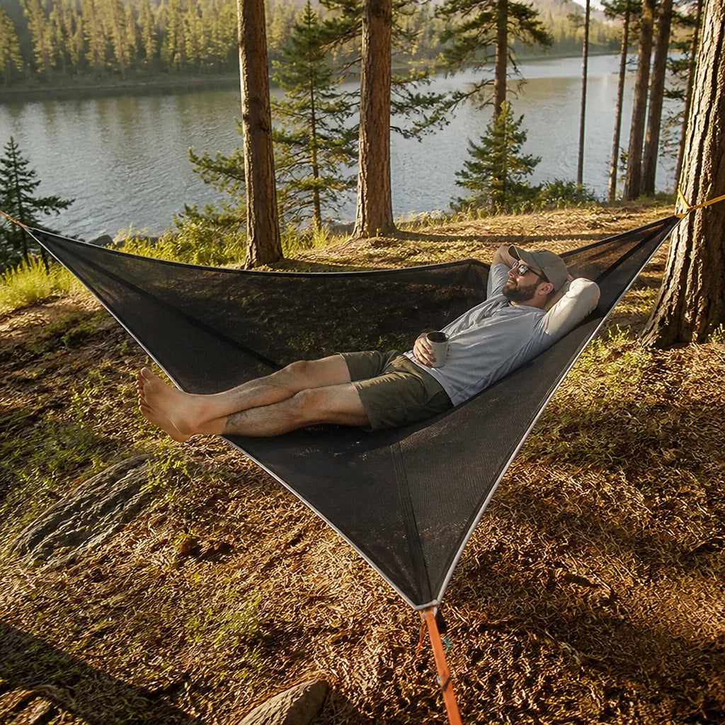 Multi-Person Ground-Floating Camping Hammock (3-Point Anchor Suspension)