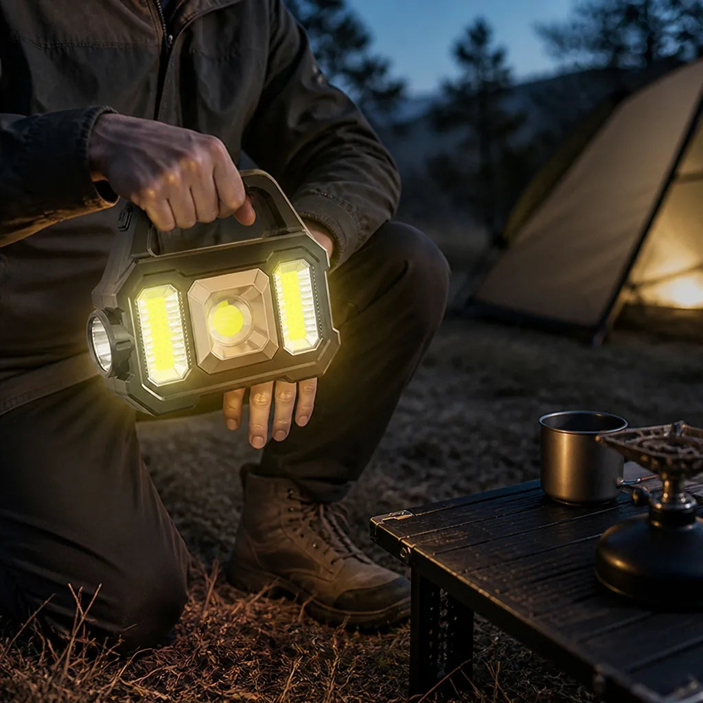 Multifunction Camping Light With Focused Beam And Side Light (Rechargeable 1200 mAh Battery)