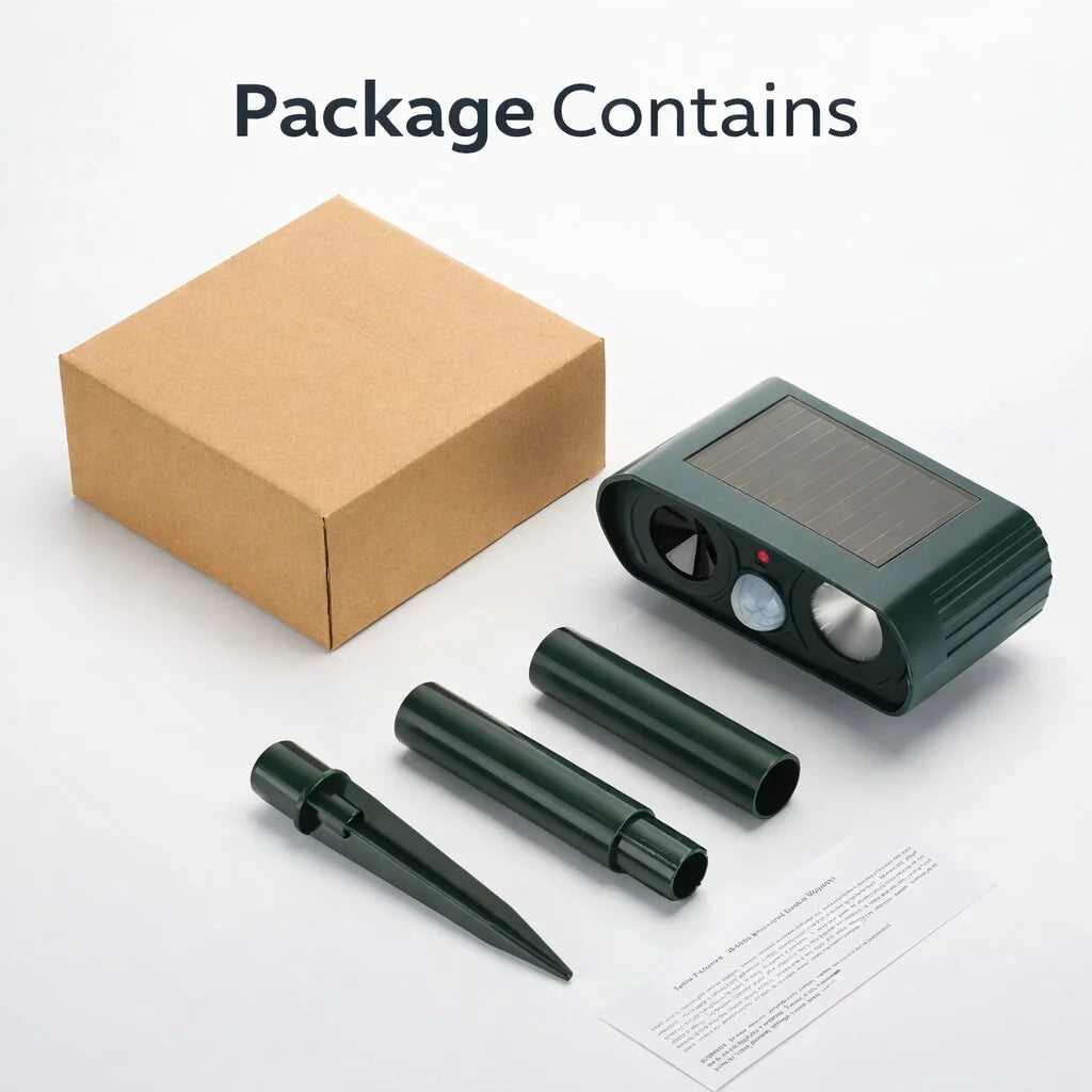 Outdoor Animal Repeller Solar-Powered Motion-Activated Ultrasonic