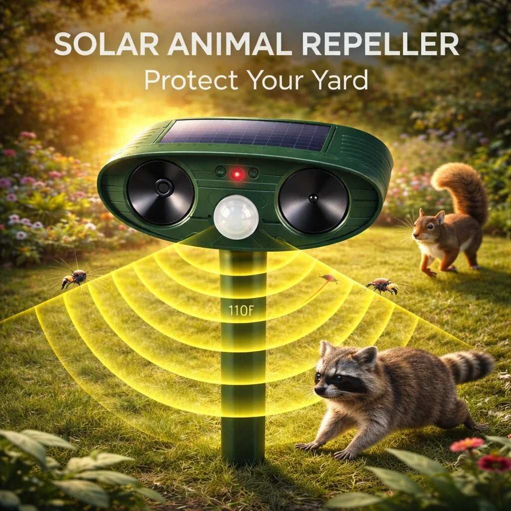 Outdoor Animal Repeller Solar-Powered Motion-Activated Ultrasonic