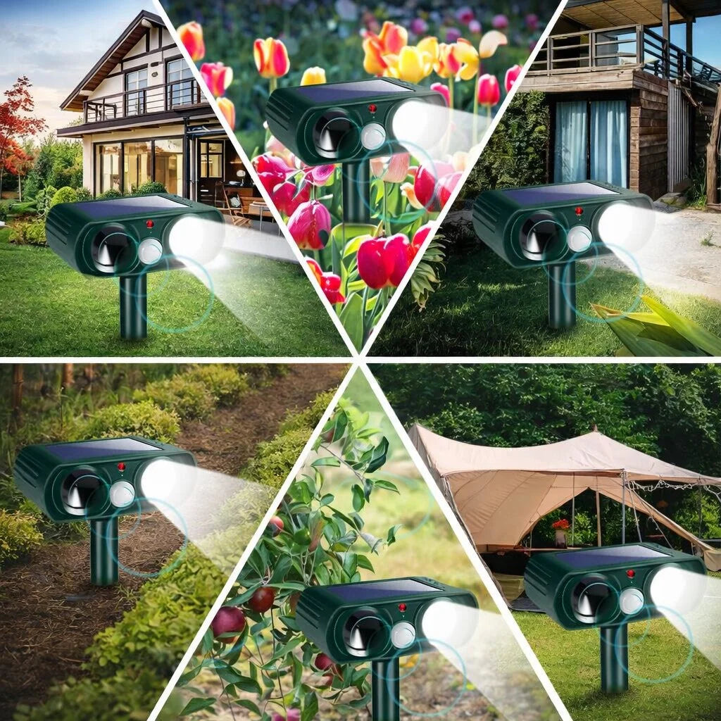 Outdoor Animal Repeller Solar-Powered Motion-Activated Ultrasonic