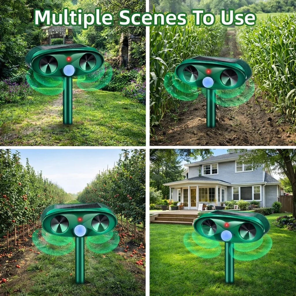 Outdoor Animal Repeller Solar-Powered Motion-Activated Ultrasonic