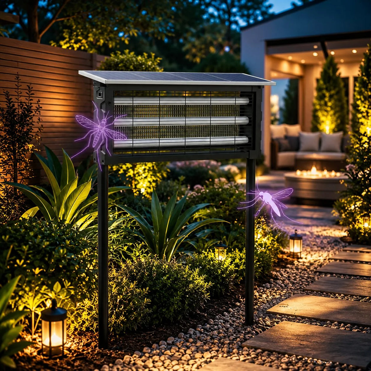 Outdoor Bug Zapper Light Solar & USB Charging Dusk-to-Dawn