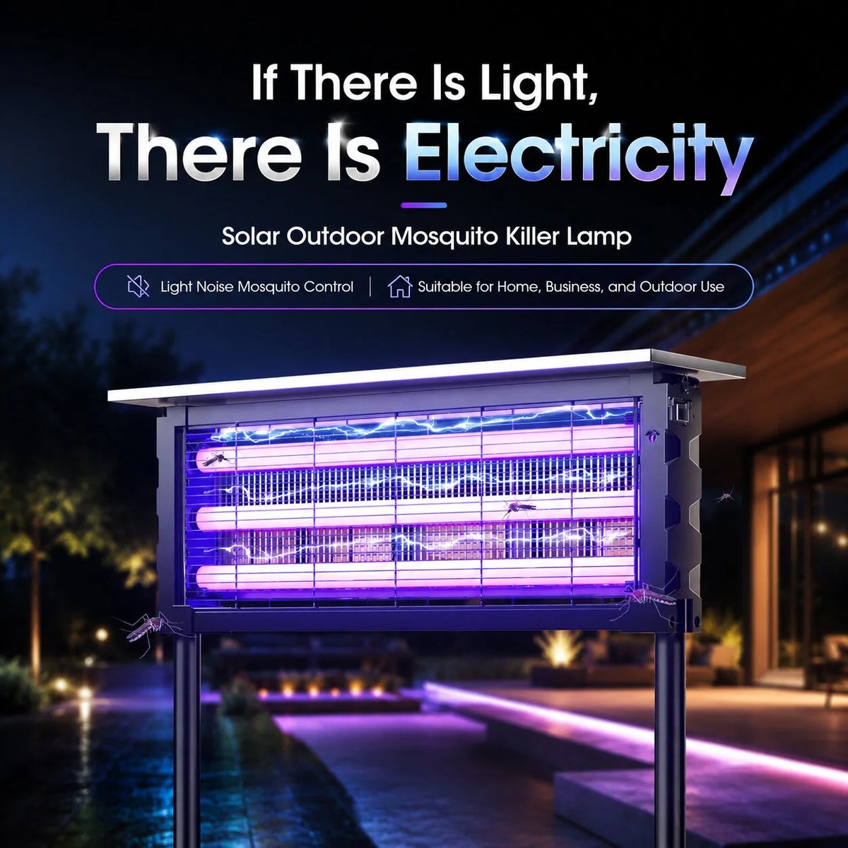 Outdoor Bug Zapper Light Solar & USB Charging Dusk-to-Dawn