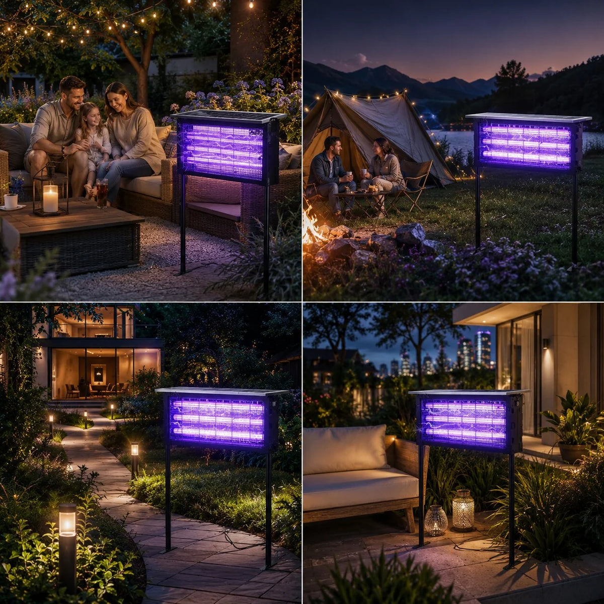 Outdoor Bug Zapper Light Solar & USB Charging Dusk-to-Dawn