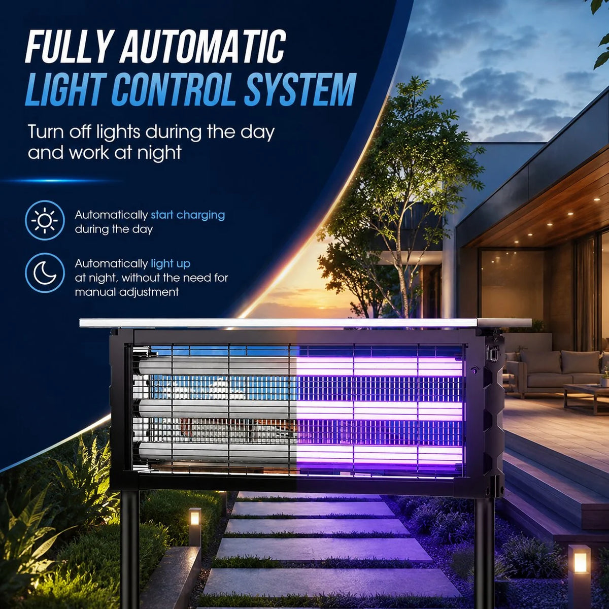 Outdoor Bug Zapper Light Solar & USB Charging Dusk-to-Dawn