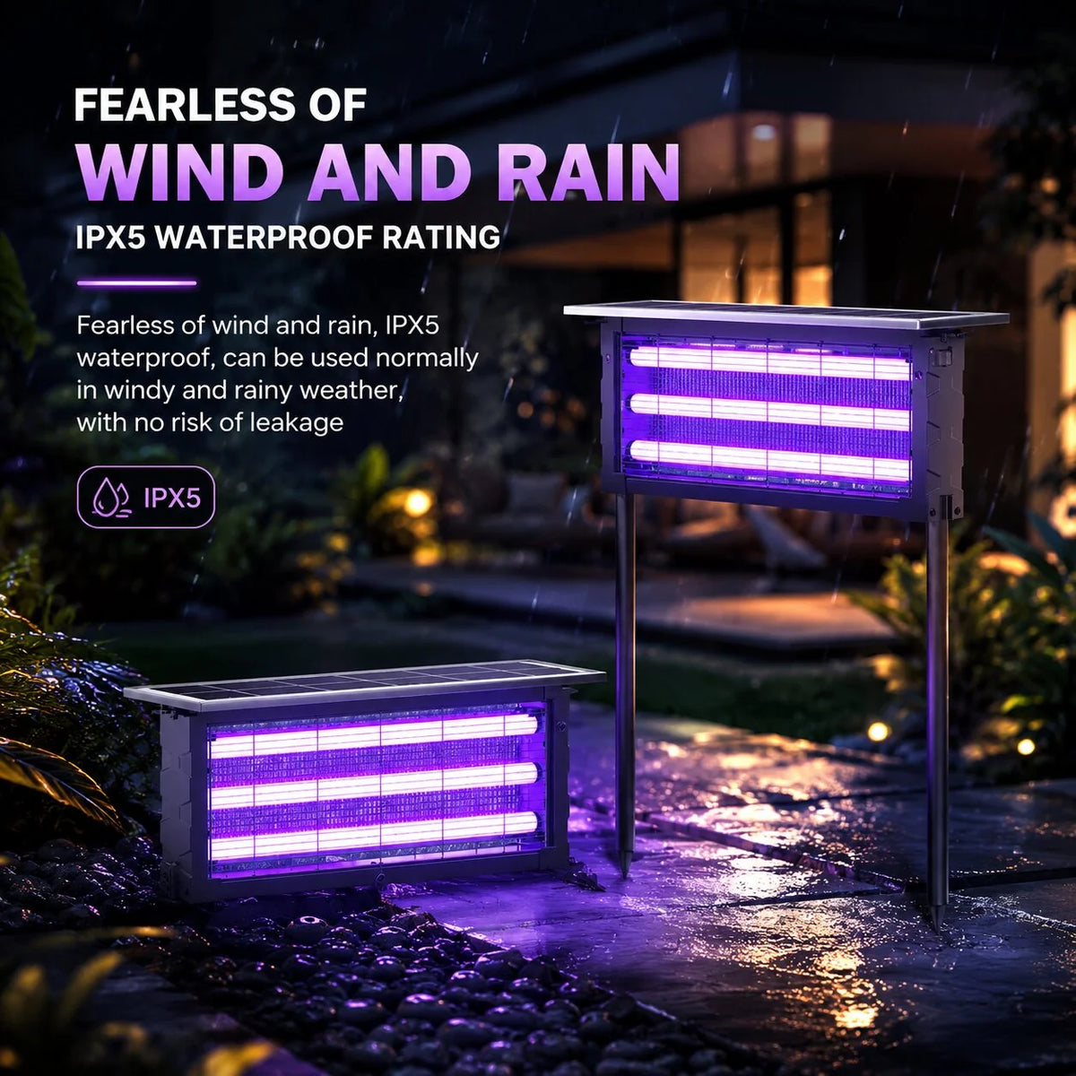 Outdoor Bug Zapper Light Solar & USB Charging Dusk-to-Dawn