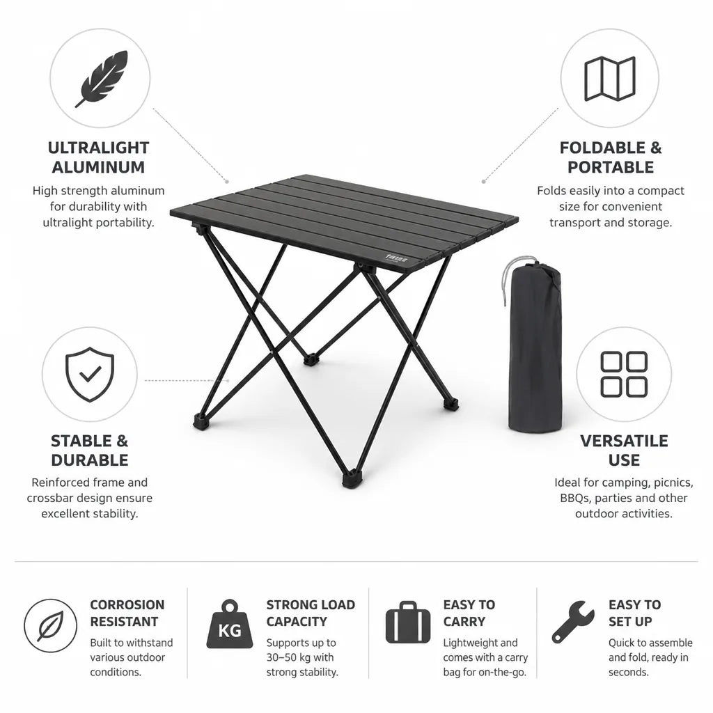 Outdoor Folding Table Ultralight Aluminum Portable