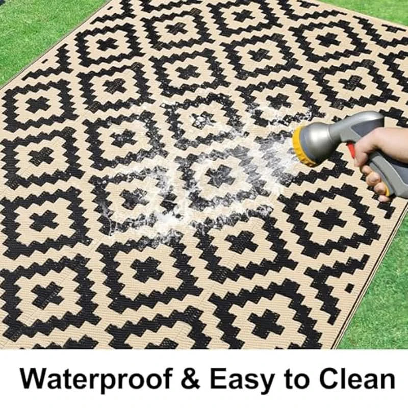 Outdoor Rug Reversible Geometric Waterproof & Non-Slip