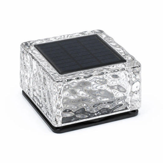 Outdoor Solar LED Ice Cube Brick Glass Shade Light