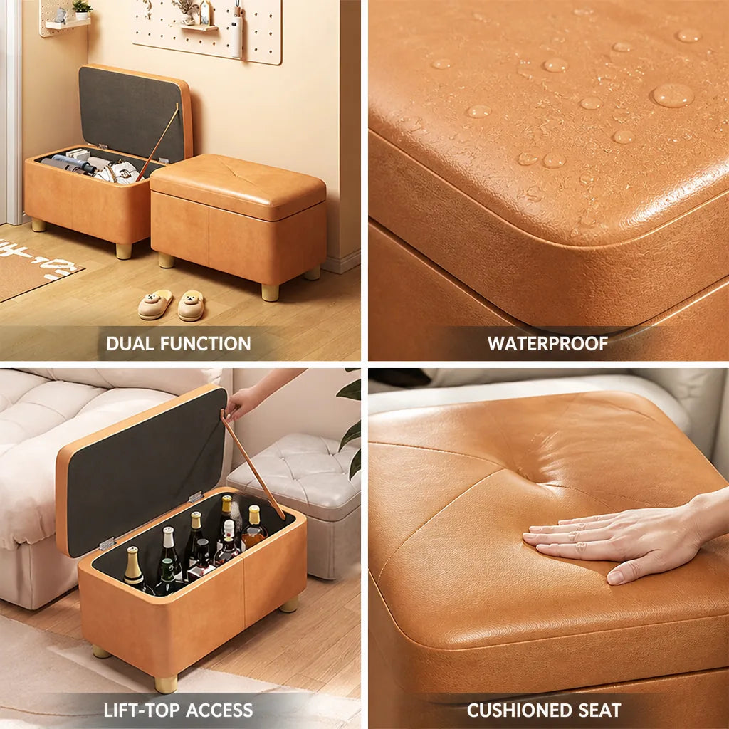Outdoor Storage Bench Lift-Top Cushioned Seat Waterproof