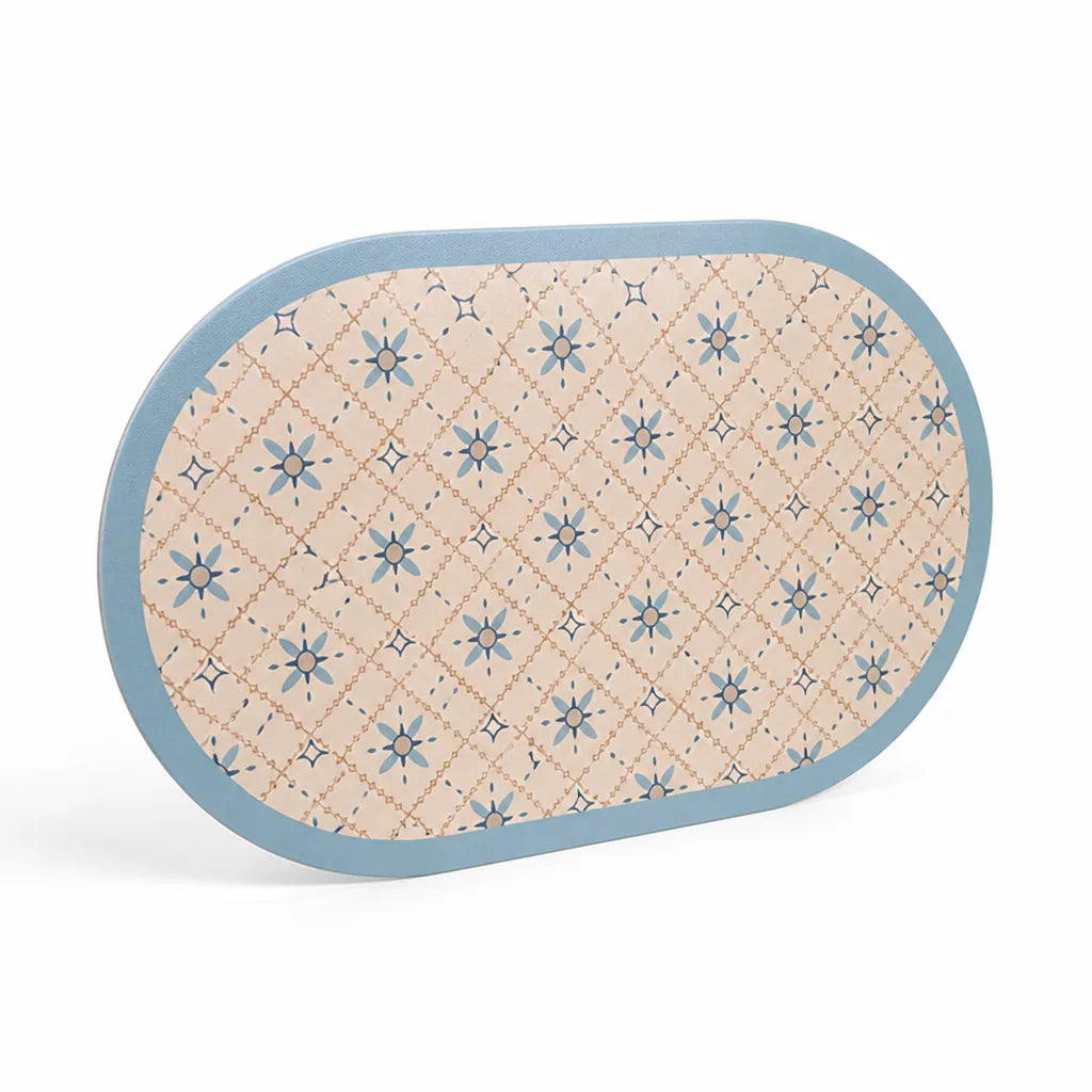 Placemat Oval Vegan Leather Padded Edge Wipeable & Non-Slip