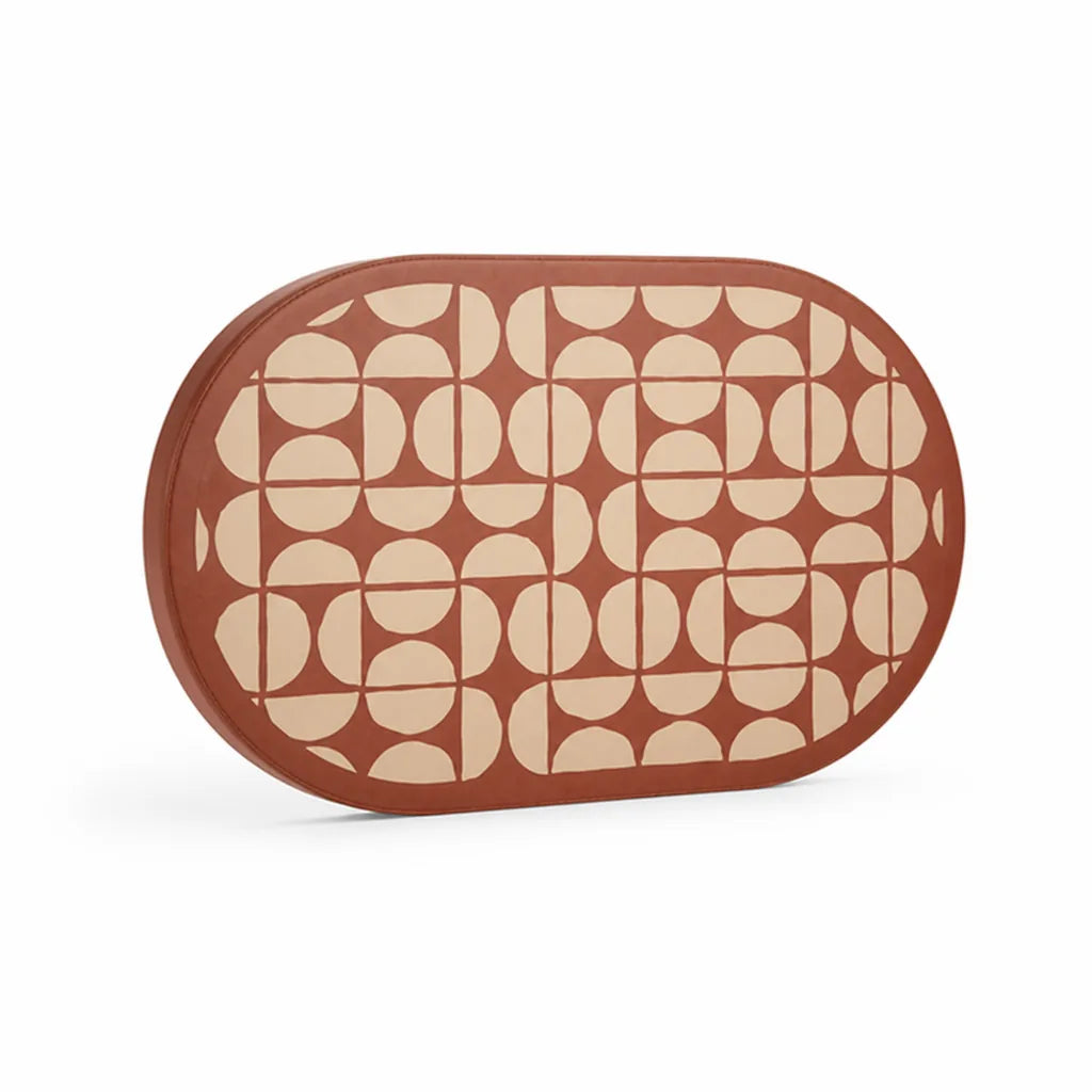 Placemat Oval Vegan Leather Padded Edge Wipeable & Non-Slip