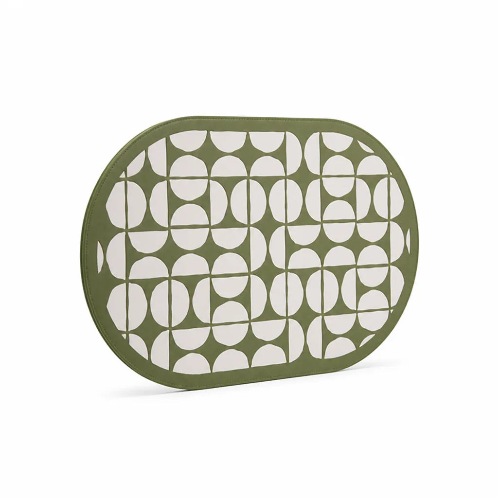 Placemat Oval Vegan Leather Padded Edge Wipeable & Non-Slip