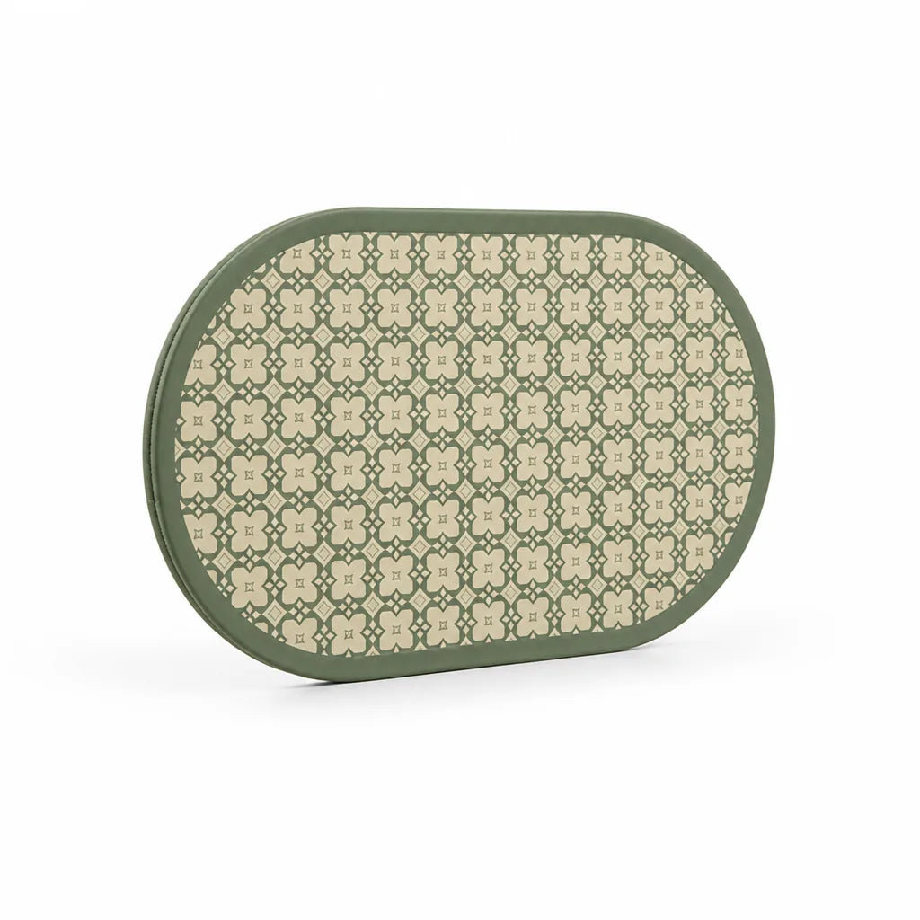 Placemat Oval Vegan Leather Padded Edge Wipeable & Non-Slip